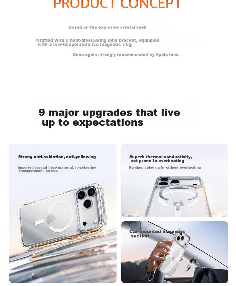 Чехол TORRAS для Apple iPhone 17, прозрачный, с магнитом, противоударный, с подставкой