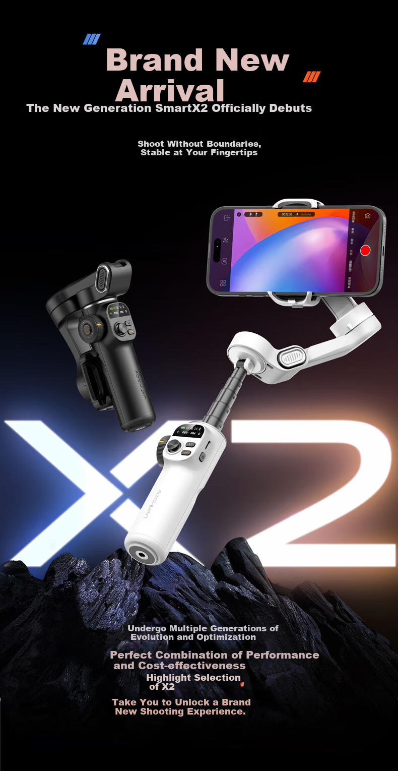 Смартфон-стабилизатор Aochuan X2, трехходовой ручной подвес, антивибрация, слежение за лицом, прямая трансляция, съемка, танцы, путешествия, влог, селфи-палка, многофункциональный кронштейн, белый