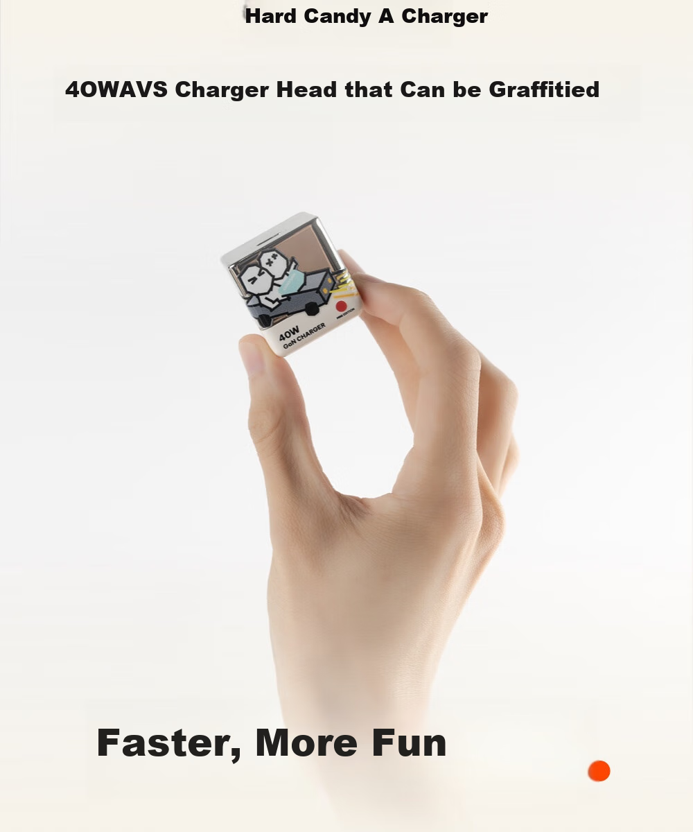 Зарядная головка CANDYSIGN Candy Factory Hard Candy A, 40W GaN, быстрая зарядка PD3.2, совместима с IPad, Apple 17/16, Android Type-C