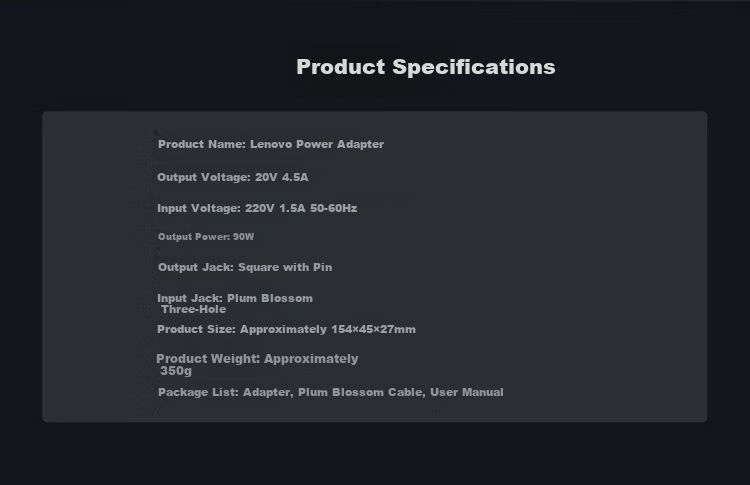 Адаптер питания Lenovo Youpin для ноутбуков Thinkpad, 90W, 20V 4.5A, квадратный разъем
