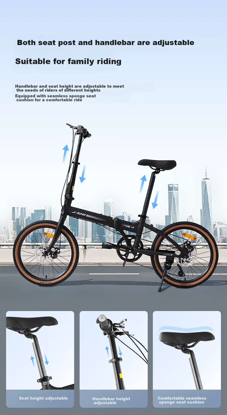 Складной велосипед JD Original F8, 20-дюймовые колеса, 7 скоростей Shimano, рама из алюминиевого сплава, серебристый