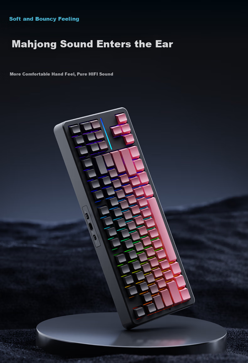 Беспроводная механическая клавиатура EWEADN X87 Ultra, 87 клавиш, RGB подсветка, Bluetooth, USB Type-C, белый