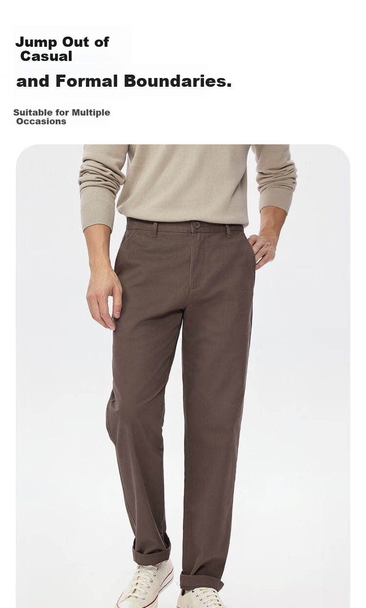 Мужские повседневные брюки Giordano, хлопок 100%, прямой крой, средняя посадка, для работы и отдыха