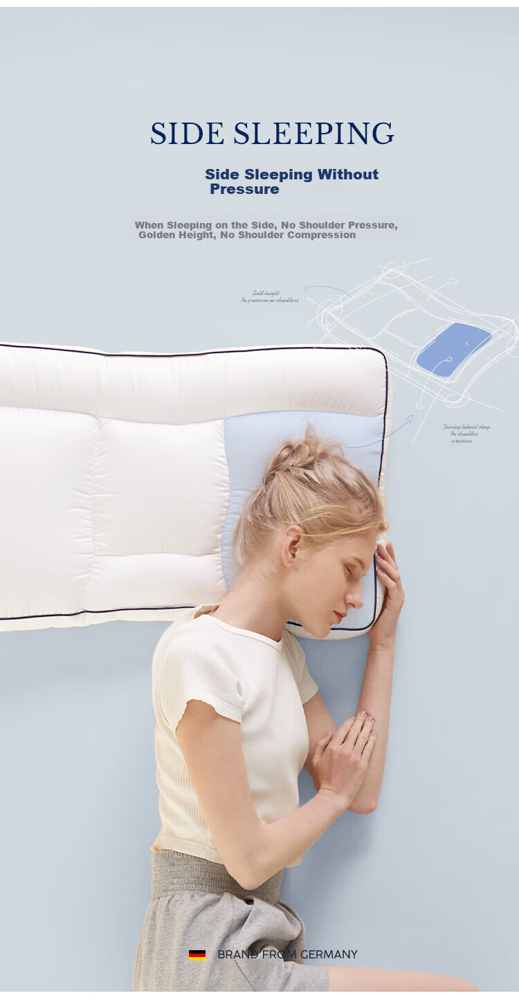 Подушка Irisette German Zoned Down Pillow, 95% белый гусиный пух, моющаяся, антибактериальная, низкая, 1 шт.
