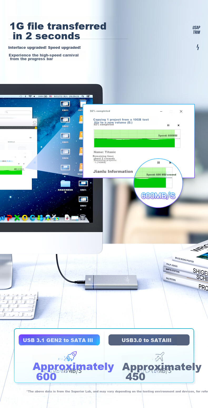 Внешний корпус для жесткого диска UNITEK S109A, 2.5 дюйма, USB 3.2 Gen 2, алюминиевый сплав, черный