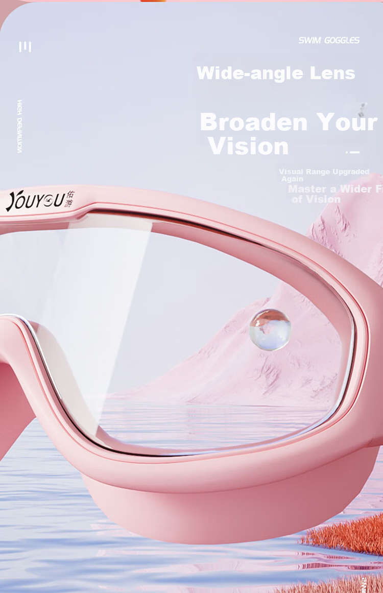 Очки для плавания Youyou, для близоруких, с шапочкой, водонепроницаемые, противотуманные, с широким обзором, большой оправой, набор из 6 предметов, 60216 прозрачно-белые, 250 диоптрий