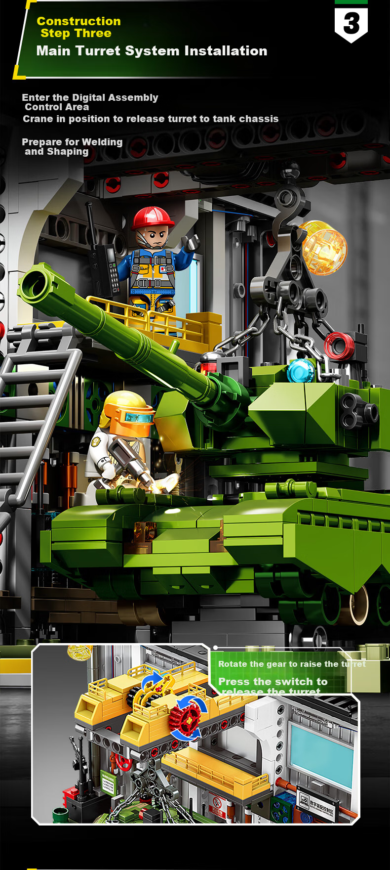 Конструктор SEMBO Military Assembly Toy 99A Tank Factory Model Scene, подарок на день рождения, Новый год, День святого Валентина