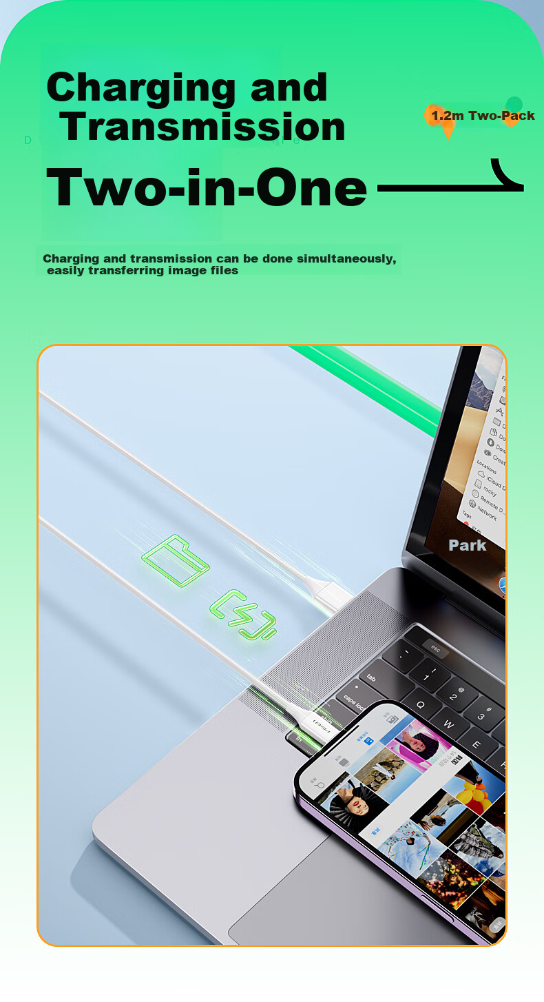 Кабель PISEN для Apple Lightning, 2 шт., 1.2 м, быстрая зарядка, белый