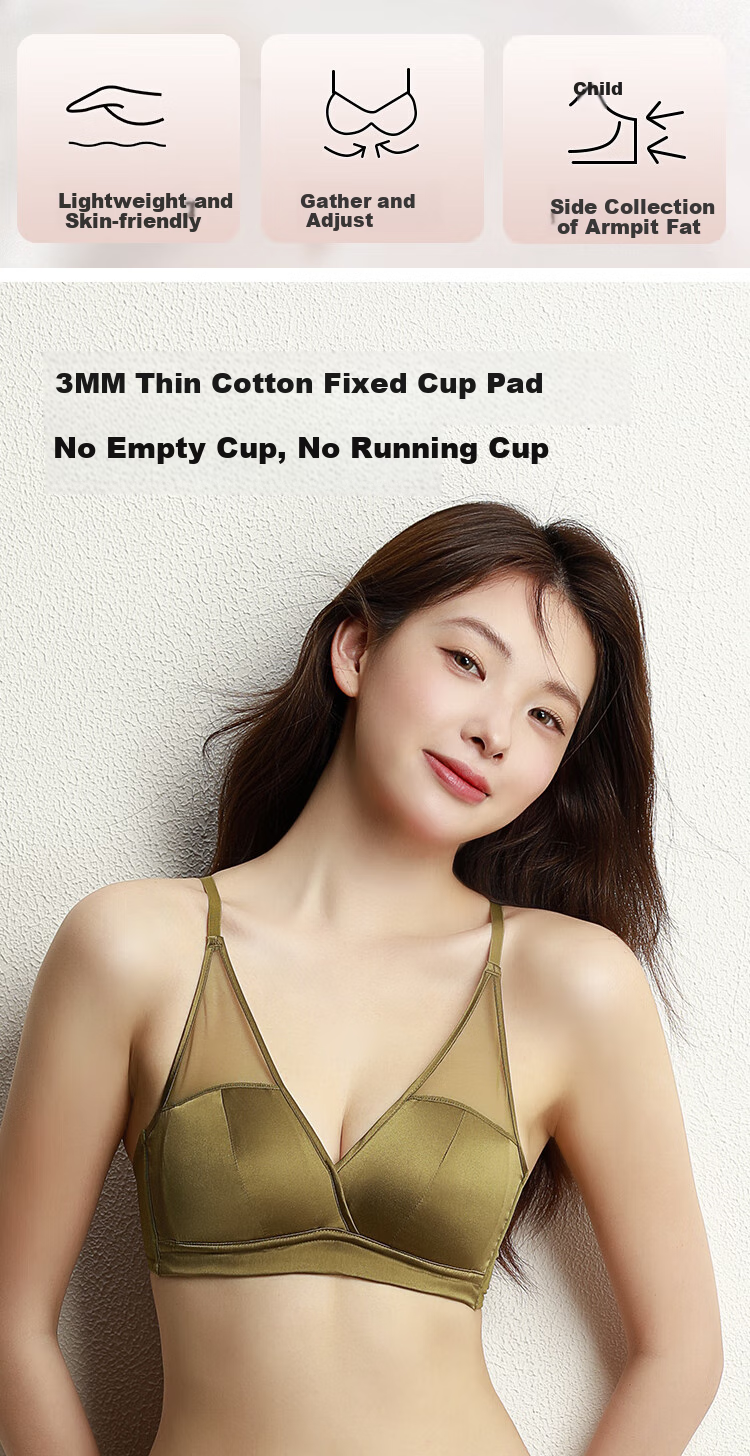 Бюстгальтер Sijie Double-Sided Silk Bra, женский, из натурального шелка, тонкий, бесшовный, с французской чашкой, удобный, беспроводной