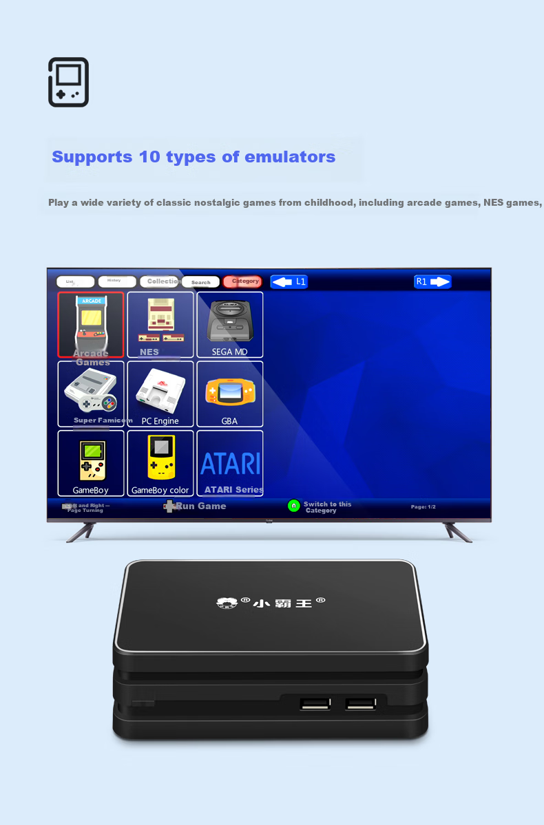 Игровая приставка Xiaobawang Wireless Dual Controller, ретро, красная и белая, подключение к ТВ, 20000 игр
