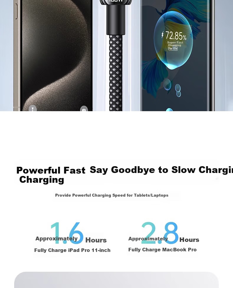 Кабель Nengshi Apple 16/15 Type-C PD100W, черный, 1.5 метра