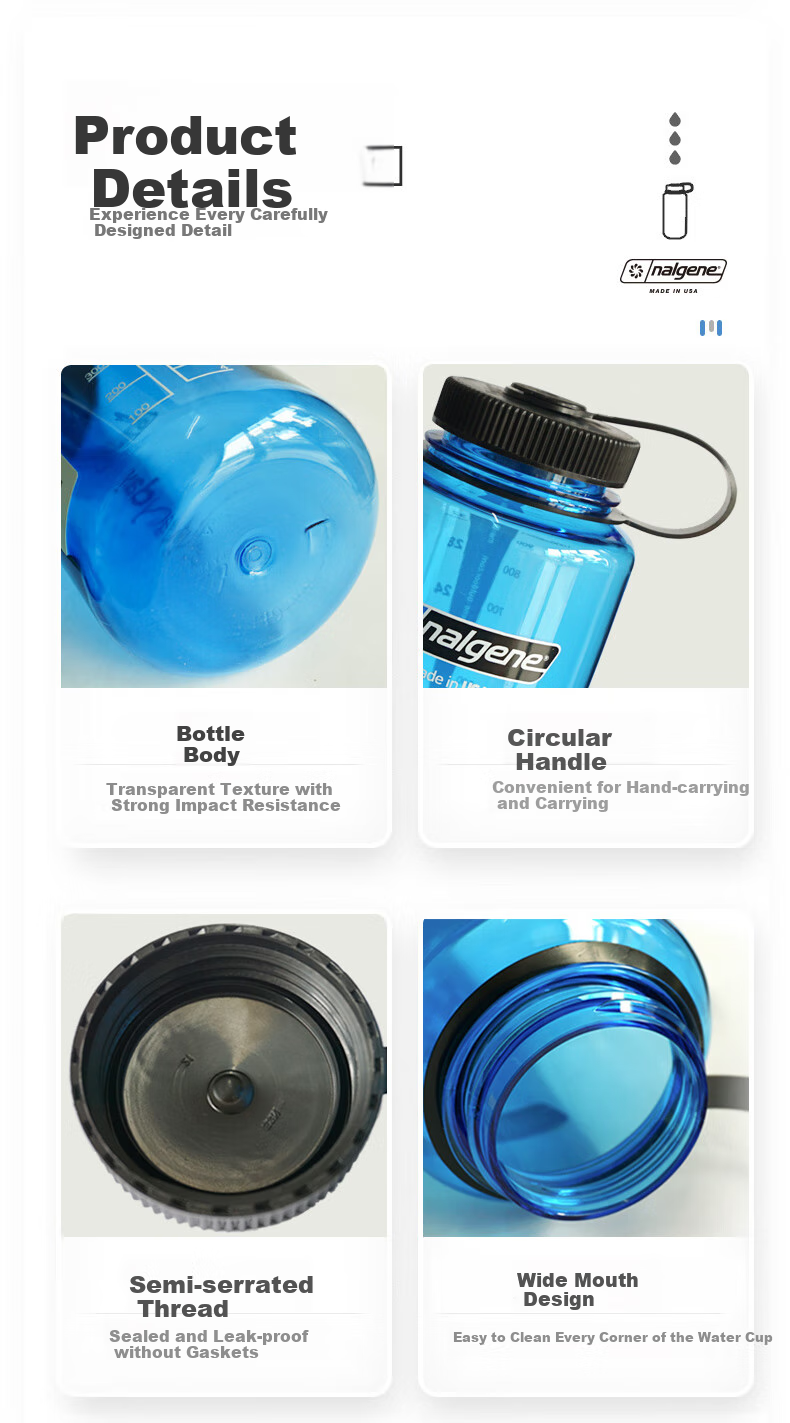 Бутылка для воды Nalgene, 1л, синяя, пластиковая, для спорта и фитнеса, с крышкой и ручкой