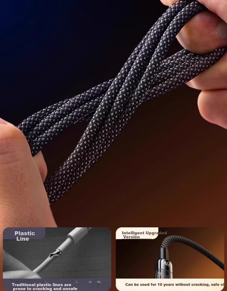 Кабель Nengshi для зарядки Apple iPhone, кабель данных PD быстрой зарядки с умным отключением, 1 метр, прозрачный черный