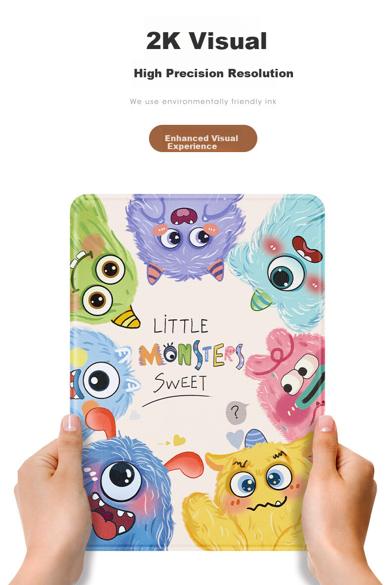 Чехол QBOSS для iPad Air 2, iPad 5, защитный чехол с мягкой воздушной подушкой, ударопрочный, с рисунком, милый монстр