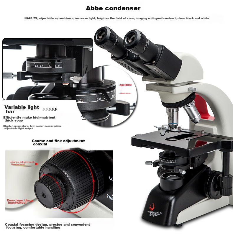 Биологический микроскоп Phenix PH100-2A41L, с высоким увеличением и разрешением, для обучения, экспериментов, ветеринарии и аквакультуры
