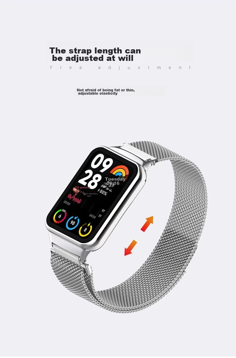 Ремешок CHENSONG для Xiaomi Band 9 Pro/8 Pro, миланский спортивный металлический браслет с магнитной застежкой, унисекс