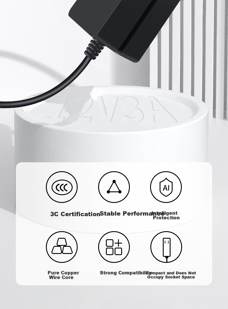 Адаптер питания Youpin 12V3A, шнур питания для монитора, зарядное устройство постоянного тока для маршрутизатора, ТВ-приставки, камеры видеонаблюдения, универсальный круглый штекер 5.5*2.5/2.1 мм, 2А