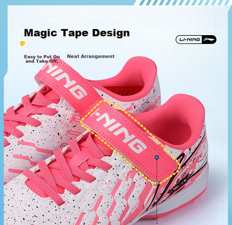 Детские футбольные бутсы Li-Ning для возраста 6-12 лет, с шипами TF, для юношей, для тренировок и соревнований, размер 32
