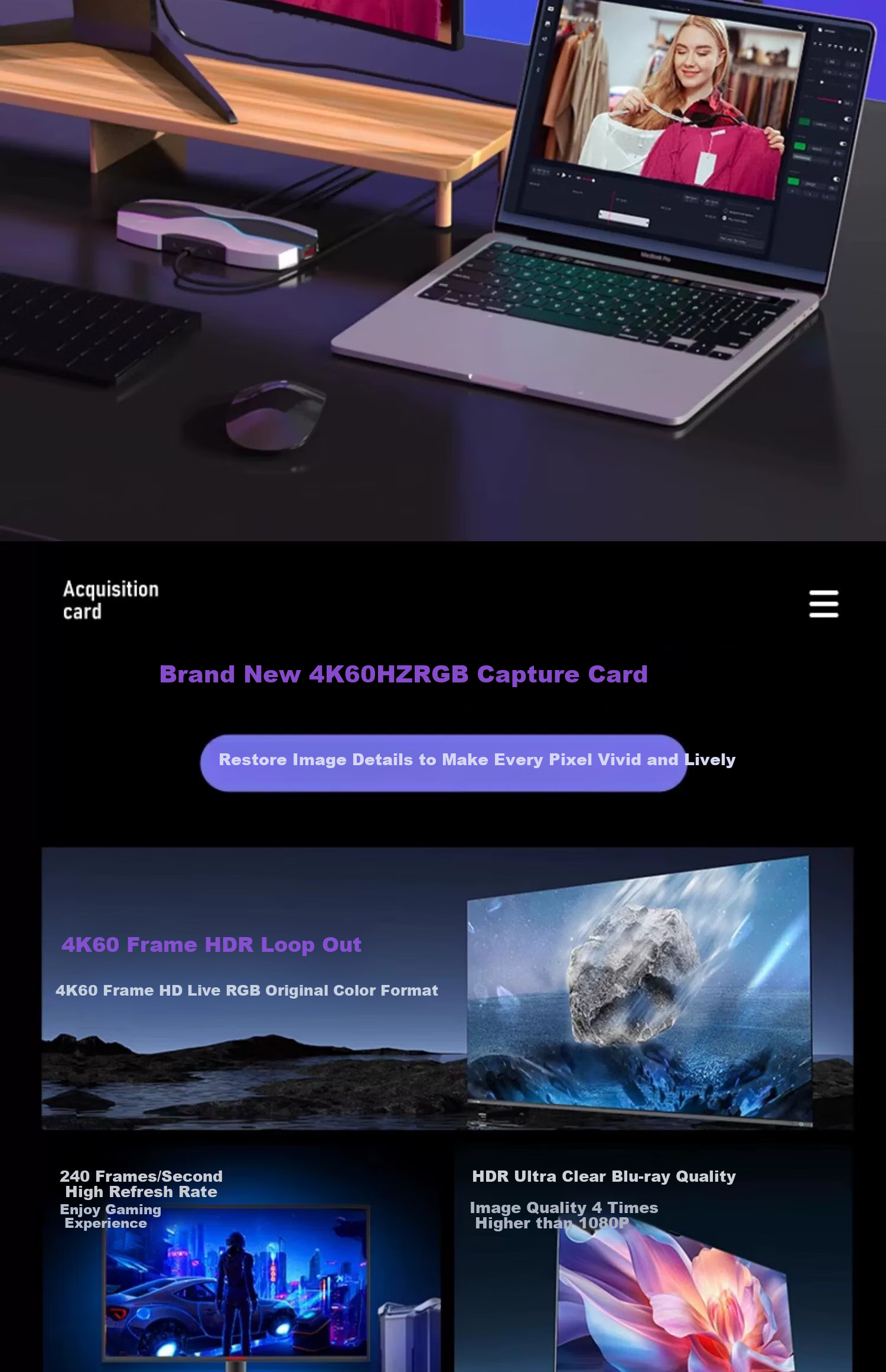Карта захвата CreHiVi 26P4K HDMI, видео для игр и прямой трансляции, поддержка мобильных телефонов, планшетов, камер, запись и воспроизведение PUBG, зеркальные камеры с прямой трансляцией 120 кадров/с