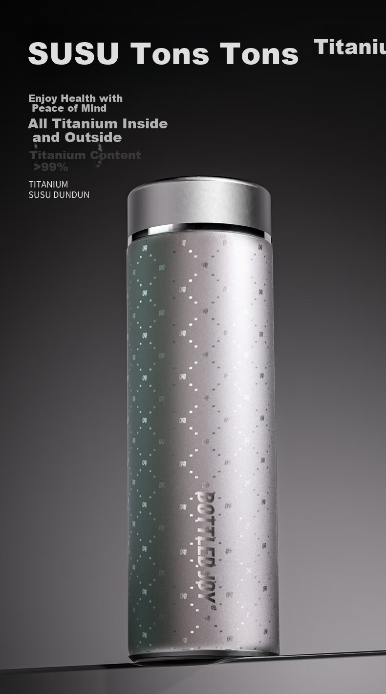 Термокружка BOTTLED JOY из чистого титана, офисная, для чая, для бизнеса на открытом воздухе, подарок на годовщину и день рождения, 500 мл, золотисто-черный