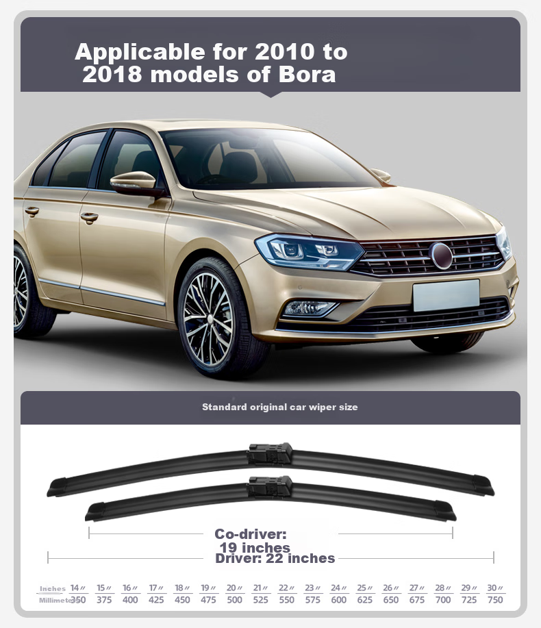 Дворники Deyun для Volkswagen Bora (2003-2023), бескаркасные, 2 шт. (22/19 дюймов)