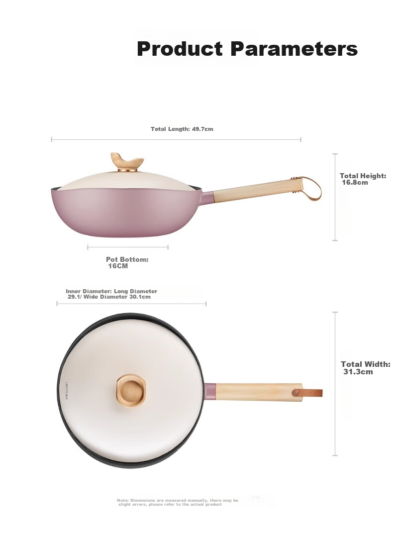 Сковорода Lanmi Titanium Non-Stick Wok, 30 см, с антипригарным покрытием, для дома, подходит для газовых, индукционных и открытого пламени