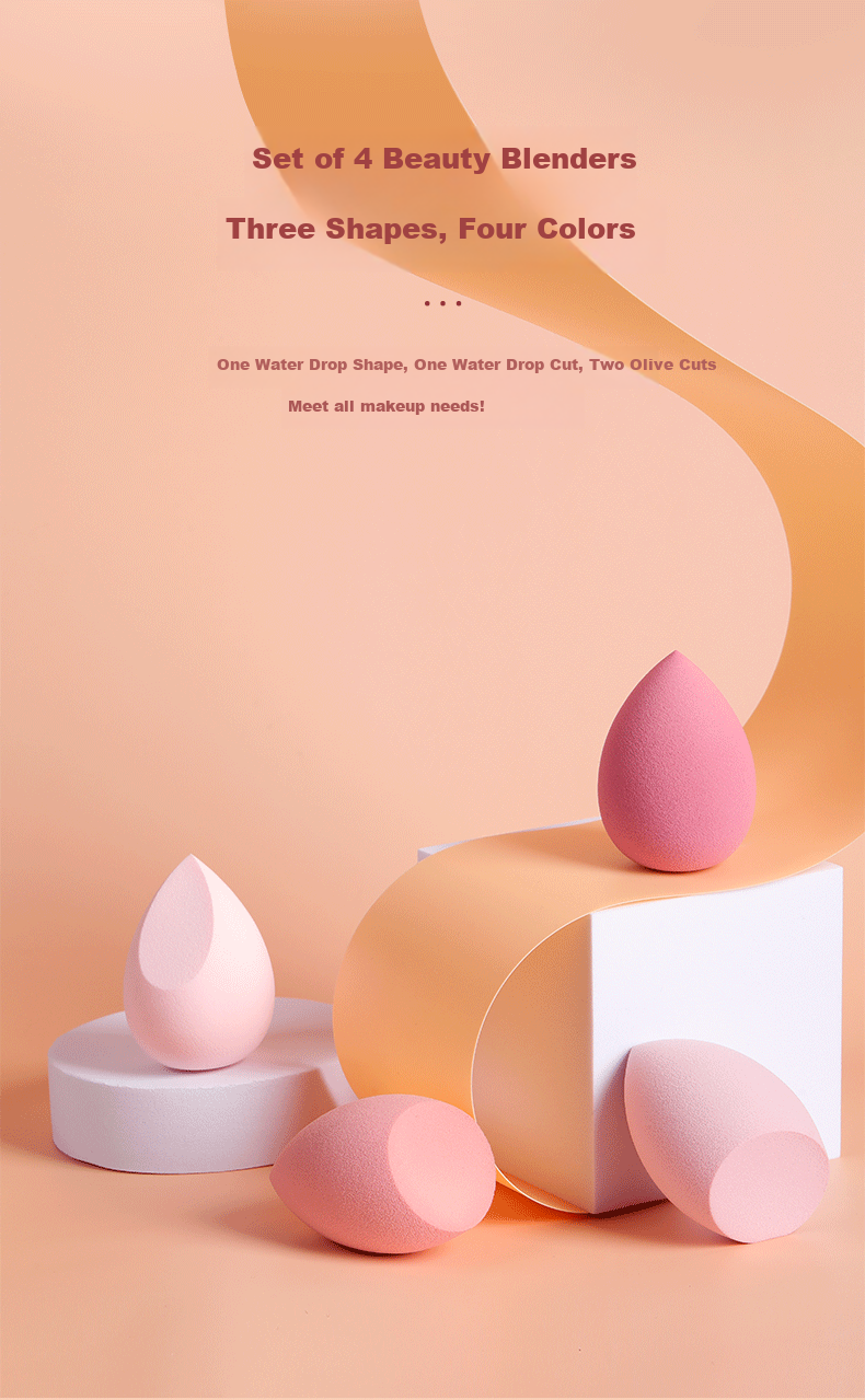Косметичка "Клубничное суфле" Beautyegg, набор из 4 штук, без впитывания пудры, для макияжа