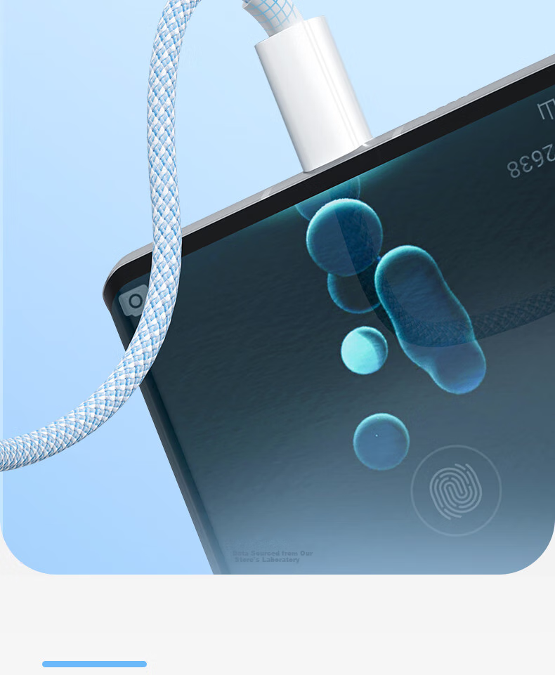Кабель 3-в-1 для быстрой зарядки 6A 100W, совместимый с Apple Type-C iPhone 14/13 Huawei Honor Xiaomi, 0.6 м, синий