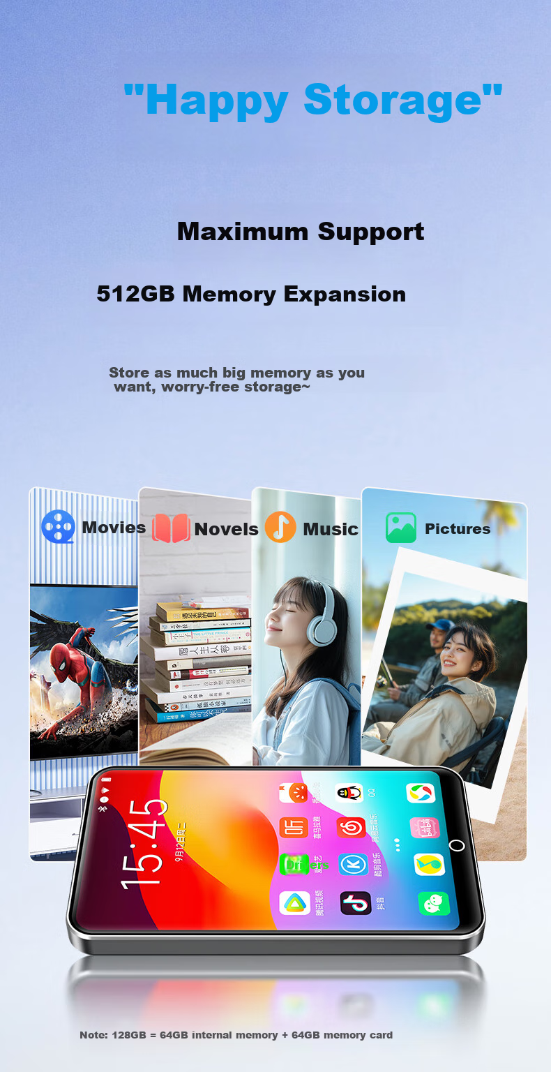 MP3/MP4 плеер FAMUE BF61, 4+128 ГБ, Android 14, Wi-Fi, Bluetooth