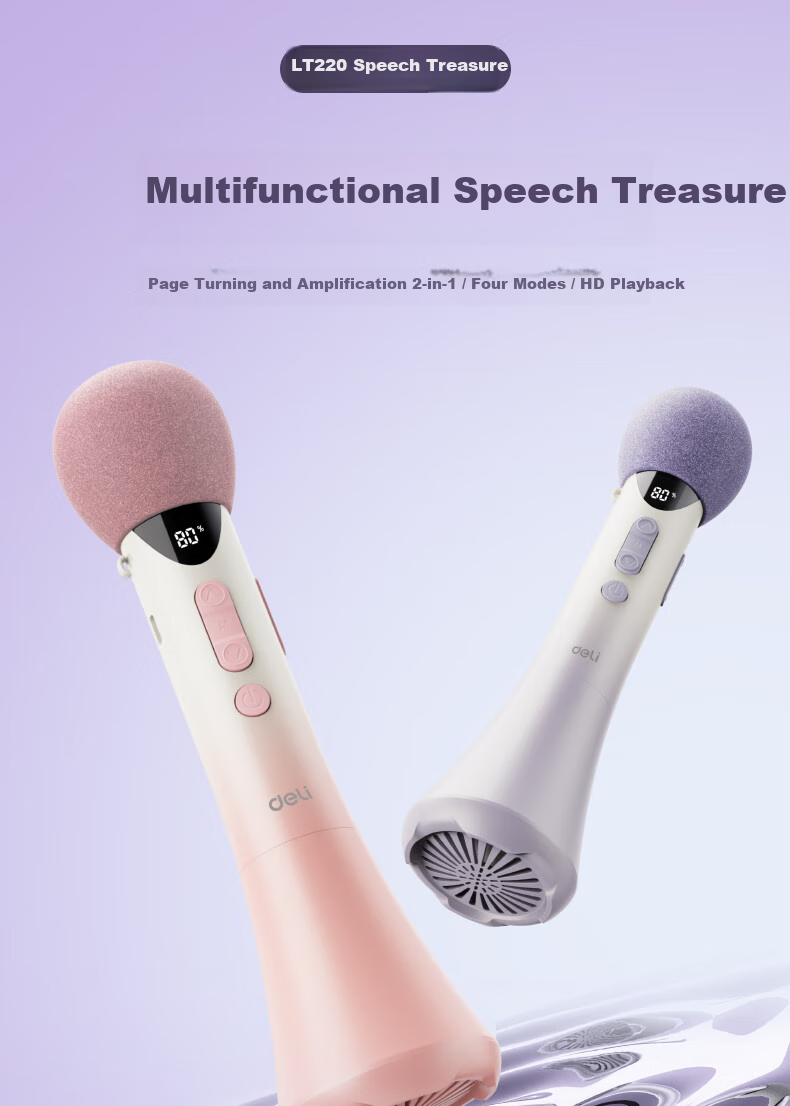 Портативный микрофон-усилитель Deli LT220, 17 Вт, беспроводной Bluetooth, с дисплеем, для лекций, экскурсий, пения, караоке