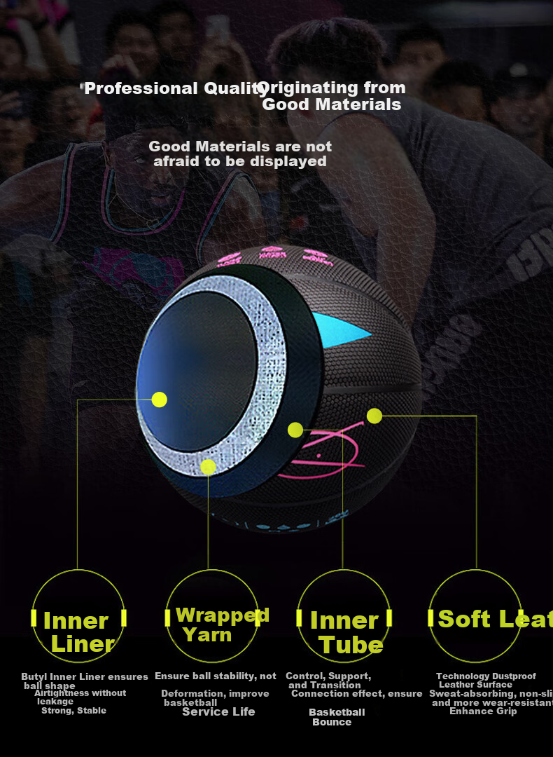 Баскетбольный мяч Li-Ning, размер 7, модель Wade Signature, технология Lava, влагопоглощающий, высокоэластичный полиуретан, профессиональный игровой мяч LBQK389-8