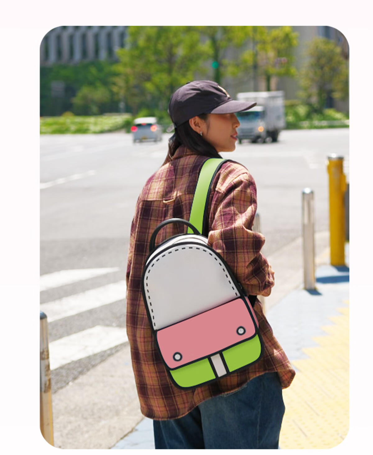 Рюкзак JumpFromPaper Medium 3D Adventure Comic Book Bag, цвет "Матча Розовый"