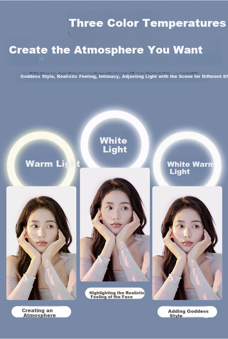 LED кольцевая лампа LATZZ для прямой трансляции, 26 см, светодиодная, для красоты, селфи, макияжа, с регулируемой яркостью и цветовой температурой