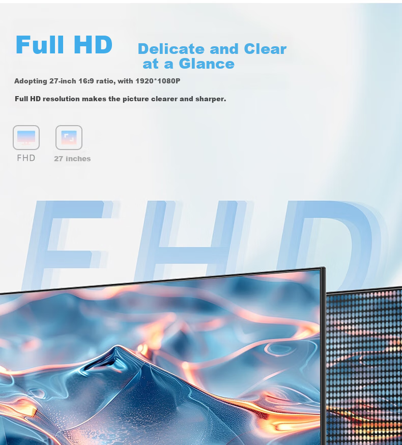 Компьютерный монитор Zhanghong 27 дюймов, 27G7F, IPS, 1920x1080, 100 Гц, 6 мс, HDMI/DP/VGA, черный