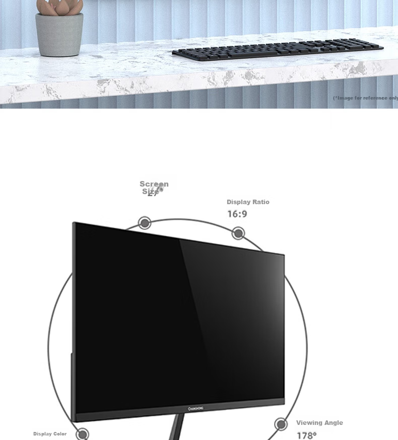Компьютерный монитор Zhanghong 27 дюймов, 27G7F, IPS, 1920x1080, 100 Гц, 6 мс, HDMI/DP/VGA, черный