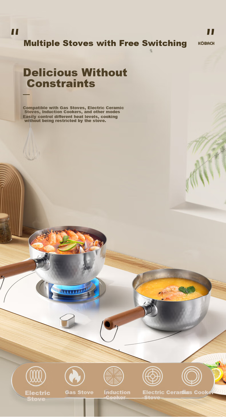 Кастрюля KKOBACH Snowflake Pot, 18 см, из нержавеющей стали 316L, трехслойная утолщенная, для детского питания и лапши, с пароваркой, подходит для всех видов плит