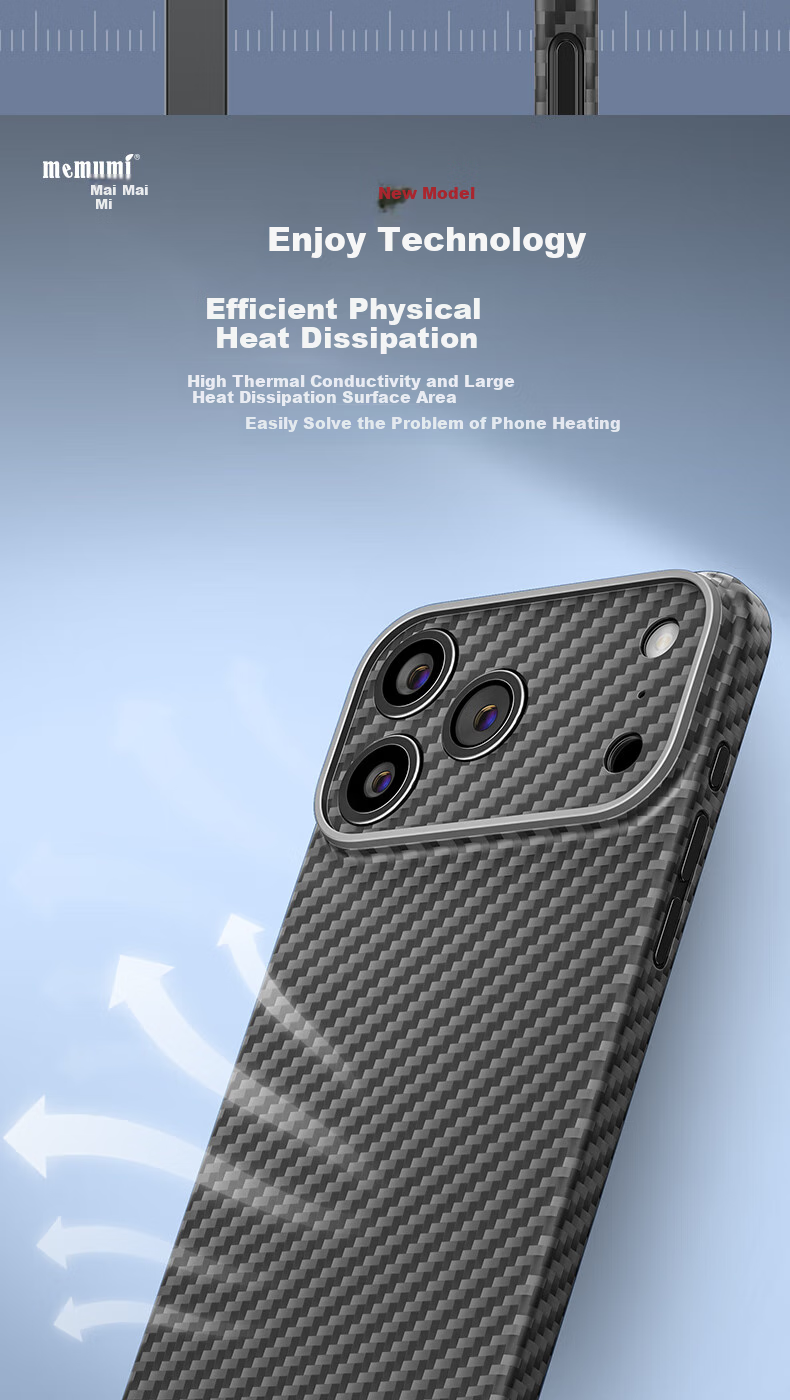 Чехол Memumi для iPhone 17 Pro Max, ультратонкий, из арамидного волокна, черный