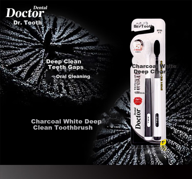 Зубная щетка Yaboshi Charcoal White Deep Cleaning Soft Bristle Toothbrush, Long Carbon Fiber, Gum Protection, 2-Pack DT701