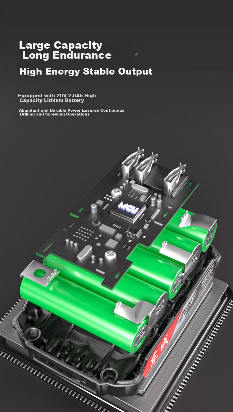 Бесщеточная аккумуляторная дрель-шуруповерт Dongcheng 20V DCJZ2049iADW, 50 Нм, 2.0 Ач, с подсветкой