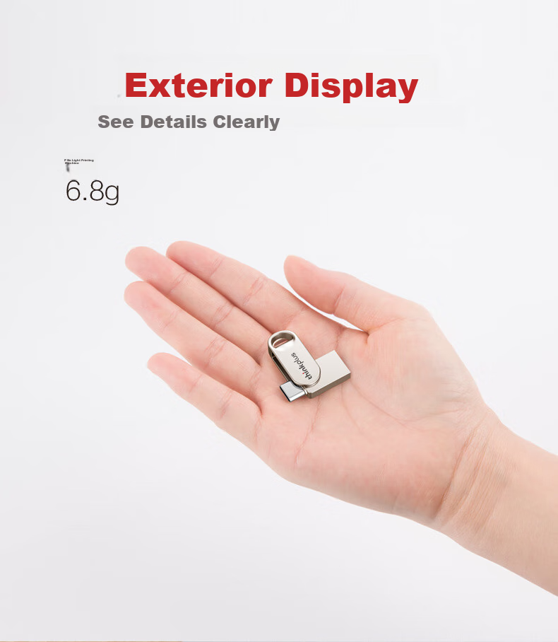 USB-накопитель ThinkPlus Lenovo 128GB Dual-Interface Metal USB Flash Drive, совместимый с телефонами и компьютерами с USB Type-C, внешний универсальный флэш-накопитель с большой емкостью, TYCU301