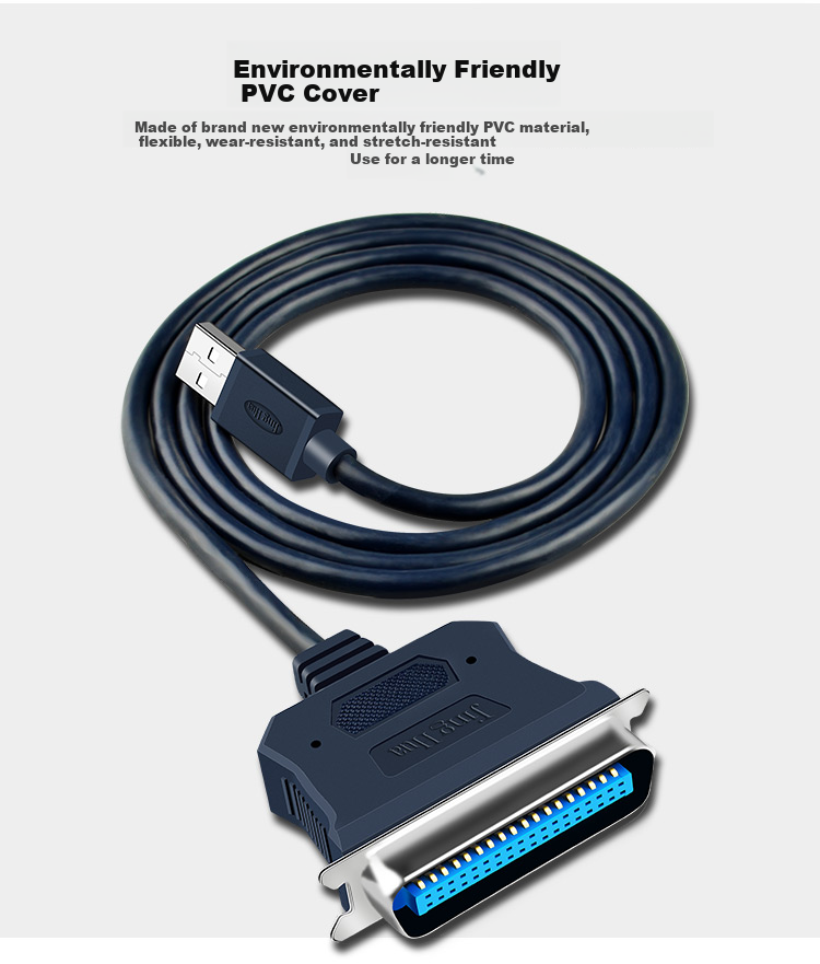 Кабель Jinghua USB - Parallel (CN36), 1.2 метра, темно-синий