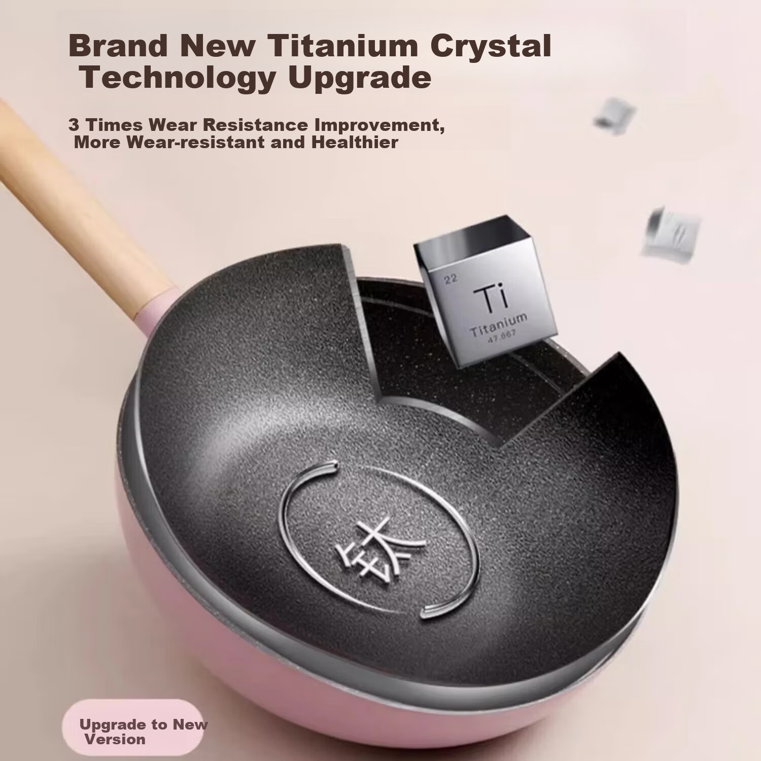 Сковорода Lanmi Titanium Non-Stick Wok, 30 см, с антипригарным покрытием, для дома, подходит для газовых, индукционных и открытого пламени