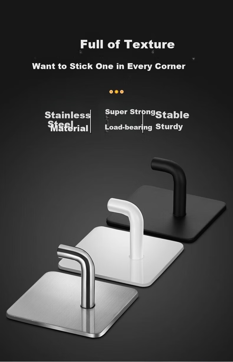 Набор крючков Honglu из нержавеющей стали, без сверления, сильная клейкая основа, для кухни, ванной комнаты, для полотенец и одежды, 5 штук
