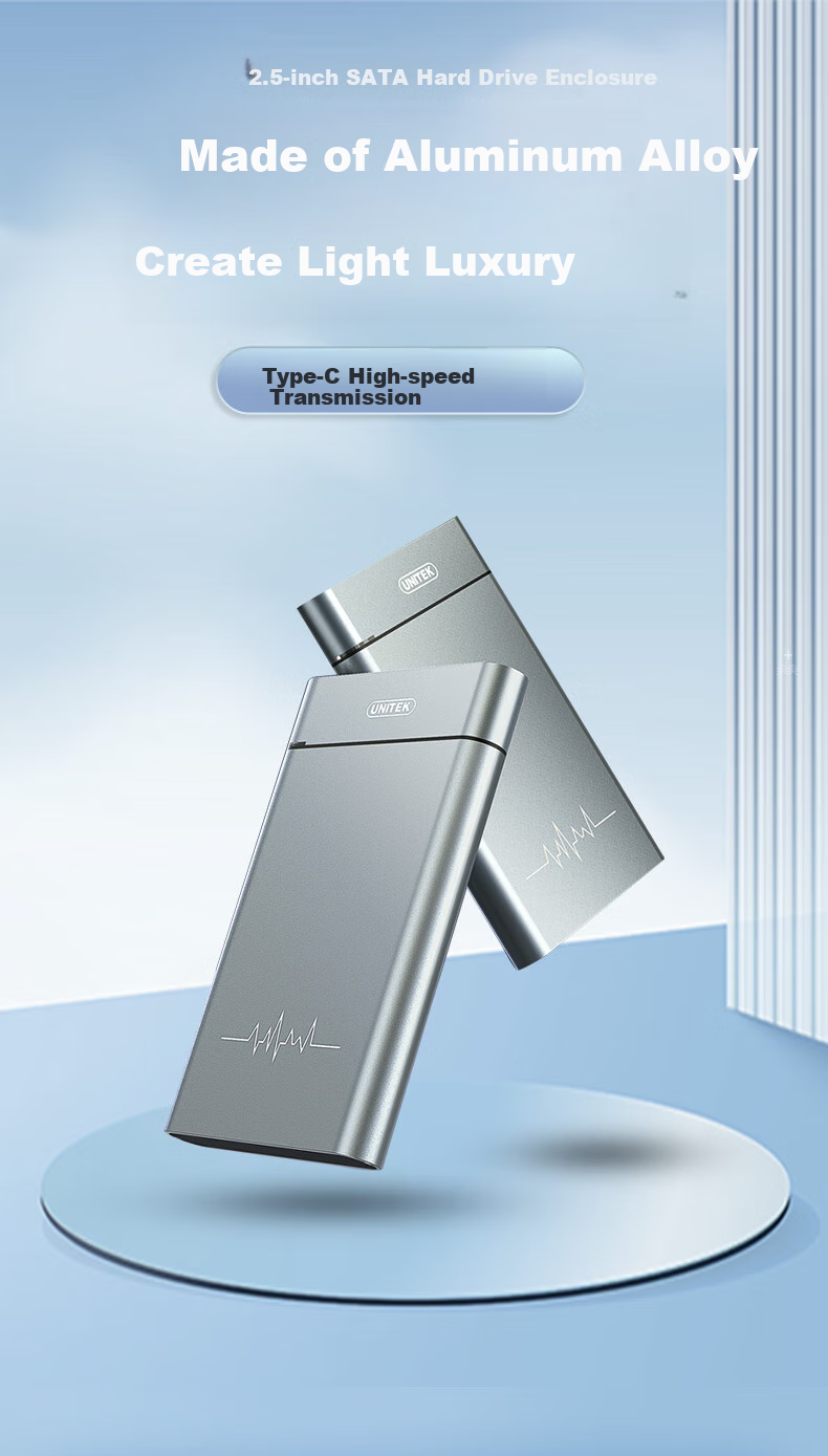 Внешний корпус для жесткого диска UNITEK S109B, 2.5 дюйма, Type-C 3.1, алюминиевый сплав, черный