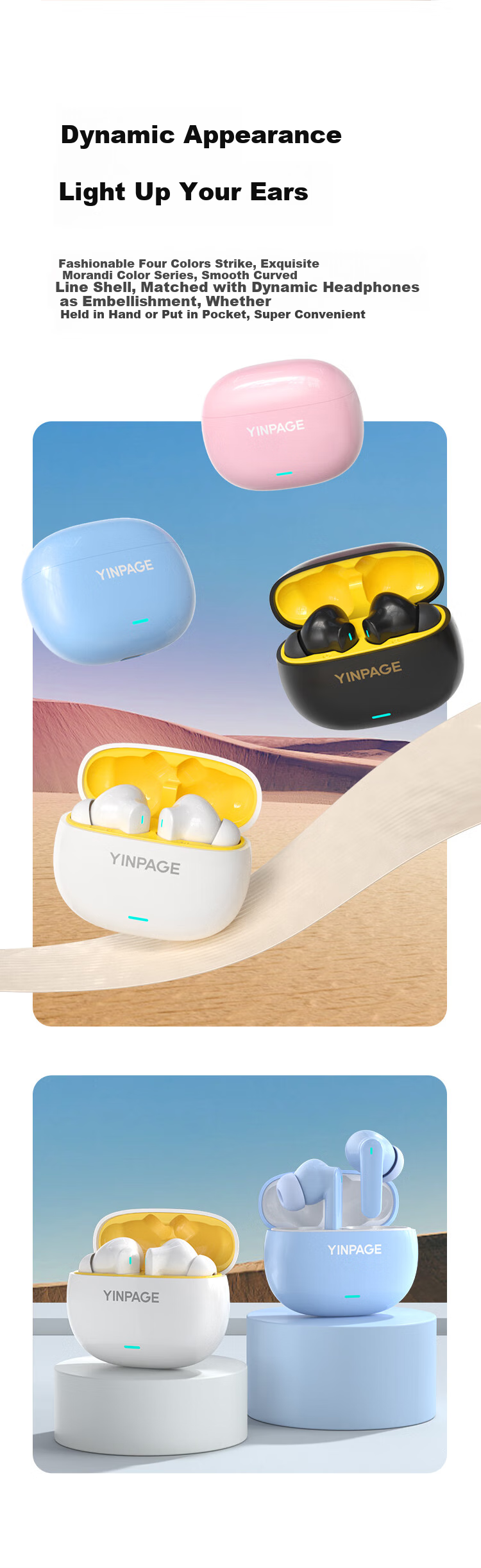 Беспроводные наушники Yinbeiqi Real1Pro True Wireless Bluetooth с активным шумоподавлением ANC