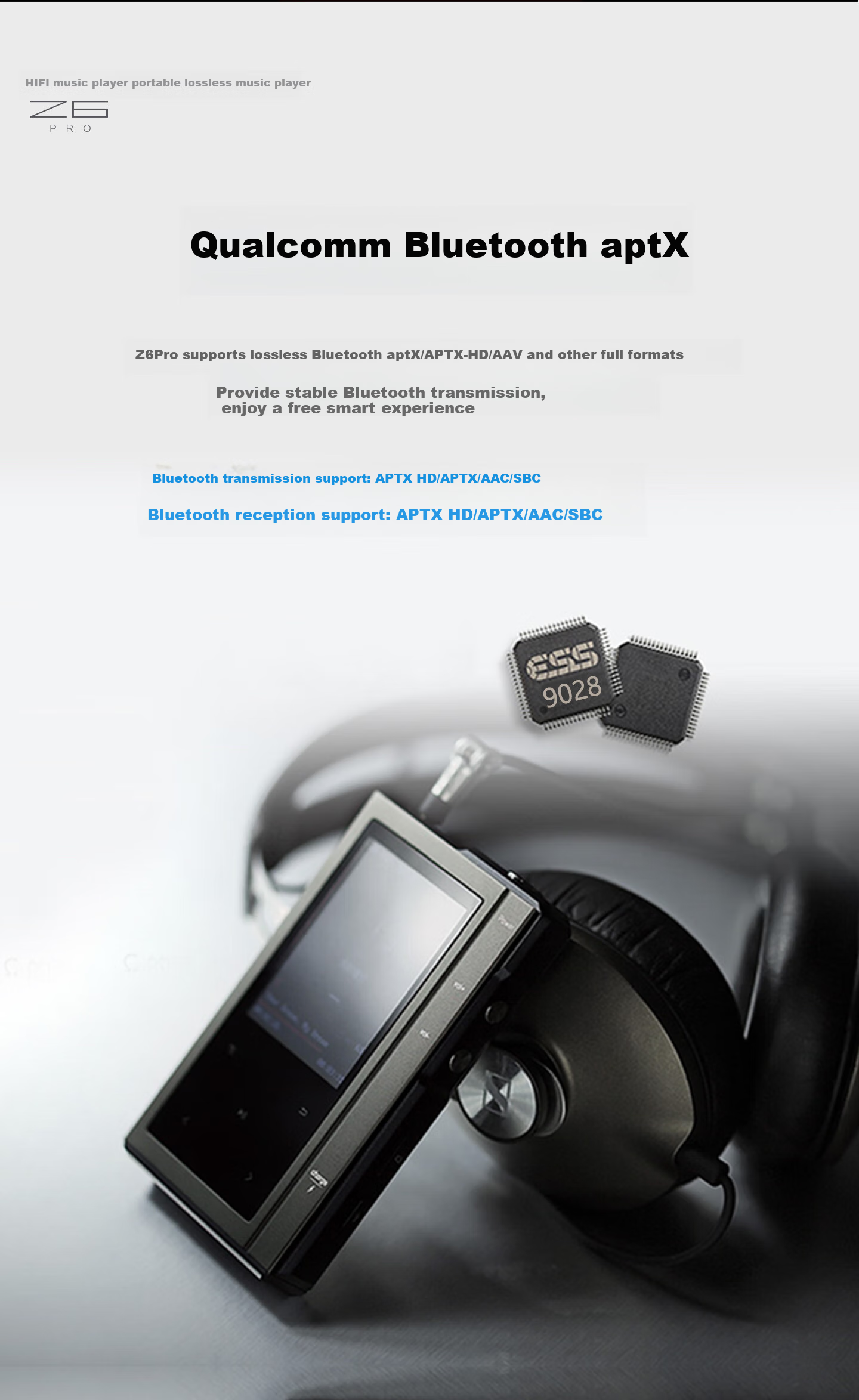 Портативный Hi-Fi плеер Z6Pro, MP3/MP4 плеер, DSD Native Lossless, Bluetooth, 1.2-3.5 дюйма, 1500 мАч, 20Hz~20Khz, 1.2W