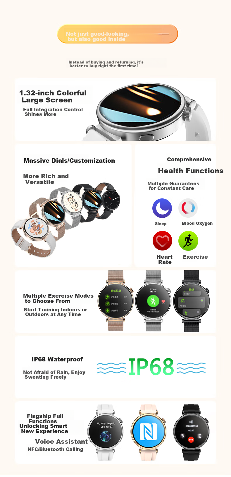 Женские смарт-часы AELVO WATCH GT4 Series, мониторинг здоровья, функция звонков, модель 2025 года, совместимы с Apple, Huawei, OPPO, Vivo