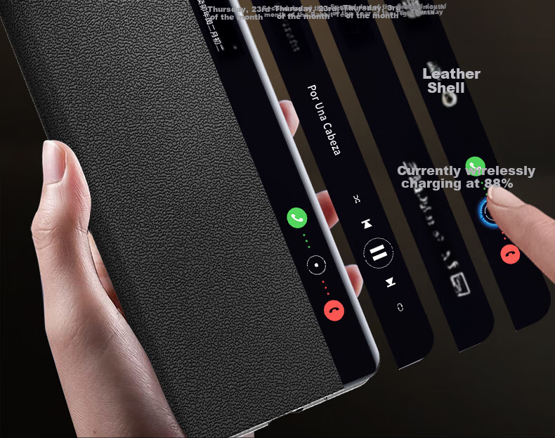 Чехол-книжка Pipiqiao для Huawei Mate X5, кожаный, с защитой от падения, ультратонкий, с окном Smart View, цвет "Phantom Purple"