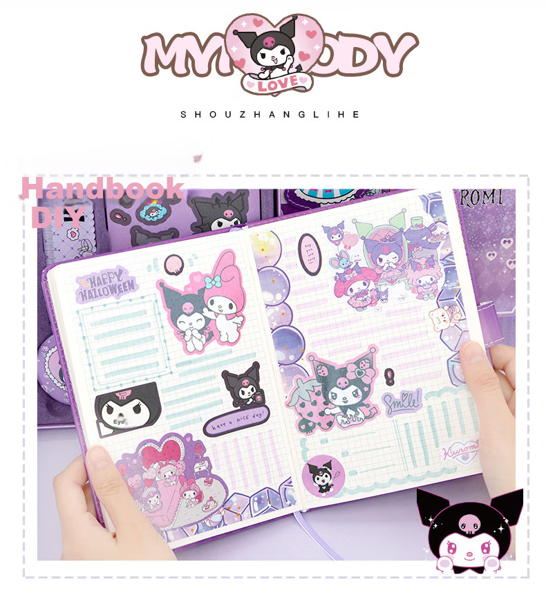 Подарочный набор для творчества Kuromi, для девочек, с блокнотом, стикерами, ручками и другими аксессуарами, для школьников, подарок на день рождения