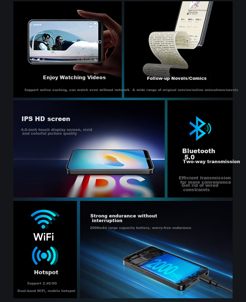 MP3/MP4 плеер FAMUE BF61, 4+128 ГБ, Android 14, Wi-Fi, Bluetooth
